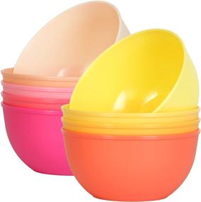 img 4 attached to 🍑 Youngever Set of 9 Plastic Bowls - 10 Ounce Kids Bowls in 9 Peach Colors