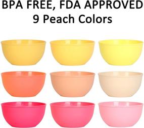 img 2 attached to 🍑 Youngever Set of 9 Plastic Bowls - 10 Ounce Kids Bowls in 9 Peach Colors