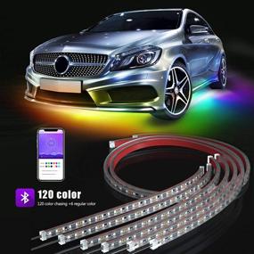 img 4 attached to 🚗 BOKIC Underglow Lights for cars, trucks, and boats, 6 Pcs 12V 300 LEDs Bluetooth LED Strip Lights with 120 Dream Colors Chasing, APP Control Underbody Lights, Waterproof IP68 Light Kit