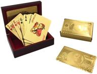 yuanhe luxury gold foil poker playing cards decks with wooden box - $100 pattern design | waterproof, durable | perfect gift for friends логотип