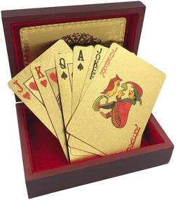 img 3 attached to Yuanhe Luxury Gold Foil Poker Playing Cards Decks with Wooden Box - $100 Pattern Design | Waterproof, Durable | Perfect Gift for Friends