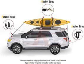 img 1 attached to 🚣 High-Quality Sandy Grey Stainless Steel Kayak J-Bar Roof Rack Car Top Mount Carrier for Canoe, SUP, and Kayaks on SUV Car Truck with Secure Ratchet Straps, Bow and Stern Tie Down, Anchor Straps – Powder-Coated Design