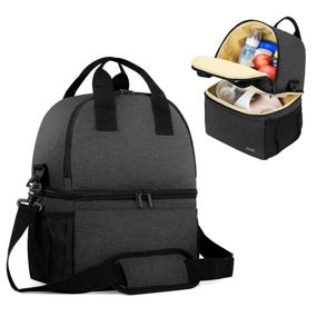 img 4 attached to 👜 Teamoy Breast Pump Bag Tote with Cooler Compartment: Perfect Storage Solution for Pump, Bottles, and More, Ideal for Working Moms - Black (Bag Only)
