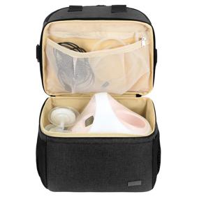 img 2 attached to 👜 Teamoy Breast Pump Bag Tote with Cooler Compartment: Perfect Storage Solution for Pump, Bottles, and More, Ideal for Working Moms - Black (Bag Only)