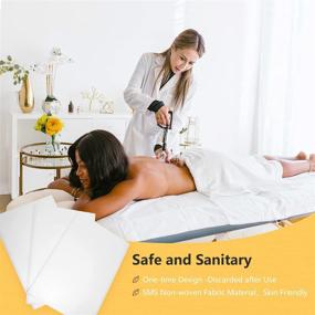 img 1 attached to 🛏️ Bozikey 100PCS Massage Table Sheets, Disposable Bed Sheets for Spa, Estheticians, Tattoos, Waxing, Lash & Salon Beds, Non-Woven Fabric 71"x31" (White)