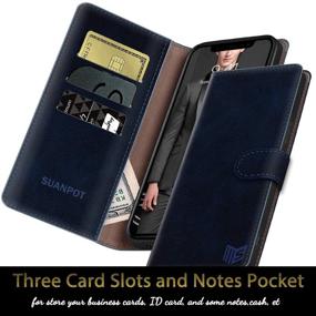 img 1 attached to 📱 SUANPOT Samsung Galaxy S10+ / S10 Plus 6.4 Leather Wallet Case with RFID Blocking Credit Card Holder - Flip Folio Book Cell Phone Cover Shockproof Case Wallet Pocket 2018 Blue (Not Compatible with S10 or S10e)