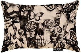 img 4 attached to 🧛 Nicokee Victorian Gothic Lace Skull Decorative Pillowcase - Elegant 20x12 Inch Home Decor Throw Pillow Cover