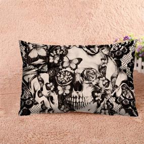 img 2 attached to 🧛 Nicokee Victorian Gothic Lace Skull Decorative Pillowcase - Elegant 20x12 Inch Home Decor Throw Pillow Cover