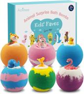 🛀 aofmee kids bath bombs with surprise inside - handmade natural bath bombs for moisturizing spa baths. shea cocoa butter infused spa fizzies bath bomb kit, perfect birthday & holiday gifts for girls, boys, women. logo