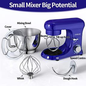 img 1 attached to COKLEE Kitchen Electric Mixer, All-Metal Stand Mixer, 6.5 Qt. Capacity with Dishwasher-Safe Dough Hooks, Flat Beaters, Whisk & Pouring Shield Attachments for Home Cooks, SM-1515, Navy Blue