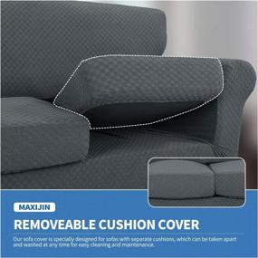 img 1 attached to 🛋️ MAXIJIN 4 Piece Super Stretch Non Slip Couch Cover for 3 Cushion Couch - Elastic Jacquard Furniture Protector Sofa Slipcovers (Sofa, Dark Gray) Pet Friendly & Ideal for Dogs