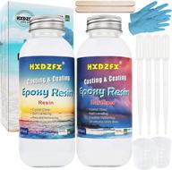 epoxy resin clear crystal coating kit 34oz - 2 part casting resin 🎨 for art, craft, jewelry making, river tables - includes gloves, measuring cup, and wooden sticks logo