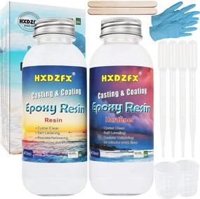 img 4 attached to Epoxy Resin Clear Crystal Coating Kit 34oz - 2 Part Casting Resin 🎨 for Art, Craft, Jewelry Making, River Tables - Includes Gloves, Measuring Cup, and Wooden Sticks