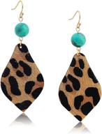 👂 zsmjyj genuine leather teardrop earrings: lightweight leopard dangle leaf earring set for women and girls - handmade, trendy gift logo