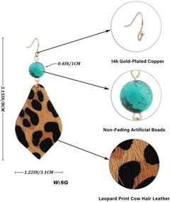 img 3 attached to 👂 ZSMJYJ Genuine Leather Teardrop Earrings: Lightweight Leopard Dangle Leaf Earring Set for Women and Girls - Handmade, Trendy Gift