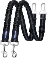 premium dog car seat belt 2 pack: durable nylon reflective bungee 🐾 tether for large dogs – safety harness with zinc alloy buckle & swivel clip logo