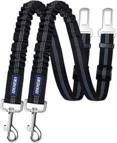 img 4 attached to Premium Dog Car Seat Belt 2 Pack: Durable Nylon Reflective Bungee 🐾 Tether for Large Dogs – Safety Harness with Zinc Alloy Buckle & Swivel Clip