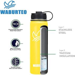 img 1 attached to 💧 Stay Hydrated in Style: WABURTEO Stainless Steel Water Bottles 40oz, Insulated with Lids, Available in Multiple Sizes & Colors for Hot or Cold Liquids