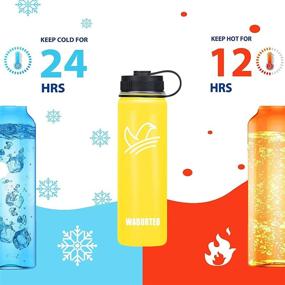 img 2 attached to 💧 Stay Hydrated in Style: WABURTEO Stainless Steel Water Bottles 40oz, Insulated with Lids, Available in Multiple Sizes & Colors for Hot or Cold Liquids