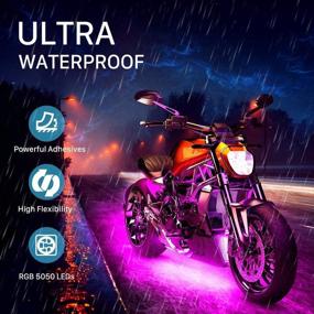 img 2 attached to 🏍️ Govee RGB Motorcycle LED Lights Kits: Music Sync & Multiple Scene Modes, Dimmable Neon Lights with RF Remote Control - 8 Pcs Underglow Motocycle Strip Lights, 12V, 18W