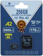 📷 256gb micro sd card by amplim | new 2021 microsd memory plus adapter | extreme high speed 170mb/s a2 microsdxc u3 class 10 v30 uhs-i | nintendo-switch, gopro hero, surface, phone, camera cam, tablet compatible logo