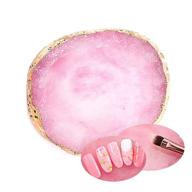 💅 misud resin stone nail art palette, nail polish cosmetic palette with golden edge for pigment mixing plate, paint drawing color dish tool for manicure, nail diy (pink) logo