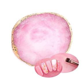 img 4 attached to 💅 MISUD Resin Stone Nail Art Palette, Nail Polish Cosmetic Palette with Golden Edge for Pigment Mixing Plate, Paint Drawing Color Dish Tool for Manicure, Nail DIY (Pink)