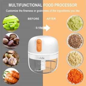 img 3 attached to 🧄 Cordless Portable Electric Mini Garlic Chopper - 250ML, BPA Free, 3 Blades - Ideal for Slicing, Mincing, Pureeing Ginger, Vegetables, Pepper, Onion