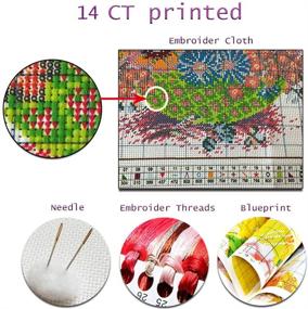 img 3 attached to 🧵 Full Range of Embroidery Starter Kits - Stamped Cross Stitch Kits for Beginners, DIY Embroidery with The Great Wave of Kanagawa Pattern Designs