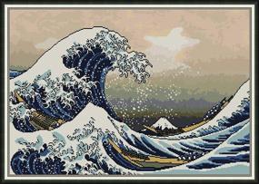 img 4 attached to 🧵 Full Range of Embroidery Starter Kits - Stamped Cross Stitch Kits for Beginners, DIY Embroidery with The Great Wave of Kanagawa Pattern Designs