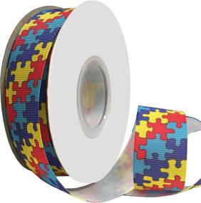 img 4 attached to Duoqu Puzzle Pattern Grosgrain Ribbon - 7/8 Inches Wide and 25 Yards Long