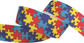 img 2 attached to Duoqu Puzzle Pattern Grosgrain Ribbon - 7/8 Inches Wide and 25 Yards Long