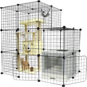 img 4 attached to 🐱 BreeRainz Large Indoor Cat Cage DIY Design, Detachable Pet Home with 2 Doors, 3 Tiers for Playing and Sleeping - Small Animal House, 41.3 x 27.6 x 41.3 Inch, Black