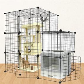 img 3 attached to 🐱 BreeRainz Large Indoor Cat Cage DIY Design, Detachable Pet Home with 2 Doors, 3 Tiers for Playing and Sleeping - Small Animal House, 41.3 x 27.6 x 41.3 Inch, Black
