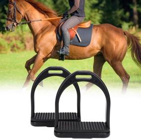 img 3 attached to 🐎 GLOGLOW 2PCs High-Strength Plastic Stirrups, Black Stirrups with Non-Slip Rubber Pads for Enhanced Horse Riding Experience