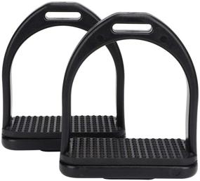 img 4 attached to 🐎 GLOGLOW 2PCs High-Strength Plastic Stirrups, Black Stirrups with Non-Slip Rubber Pads for Enhanced Horse Riding Experience