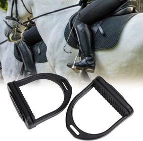 img 2 attached to 🐎 GLOGLOW 2PCs High-Strength Plastic Stirrups, Black Stirrups with Non-Slip Rubber Pads for Enhanced Horse Riding Experience