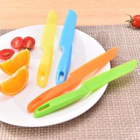 img 2 attached to Набор детских ножей для кухни ONUPGO из 5 предметов - детские пластиковые ножи для безопасного приготовления пищи, поварской нож из нейлона, детский фруктовый нож, нож для торта, нож для хлеба, нож для салата, нож для салата