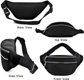 img 2 attached to 🎒 Waterproof Oxford Black Fanny Packs for Women and Men - Adjustable Straps, 2-Zipper Pockets, Travel Sport Bag