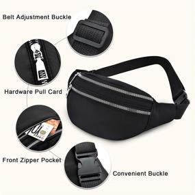 img 1 attached to 🎒 Waterproof Oxford Black Fanny Packs for Women and Men - Adjustable Straps, 2-Zipper Pockets, Travel Sport Bag