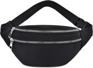 🎒 waterproof oxford black fanny packs for women and men - adjustable straps, 2-zipper pockets, travel sport bag logo