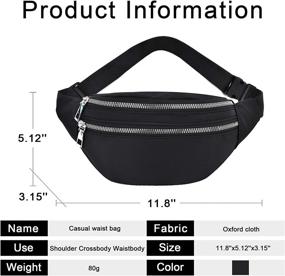 img 3 attached to 🎒 Waterproof Oxford Black Fanny Packs for Women and Men - Adjustable Straps, 2-Zipper Pockets, Travel Sport Bag