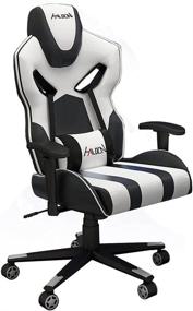 img 4 attached to Ultimate Comfort and Support: Gaming Chair Computer Chair Ergonomic Office Chair High Back Racing Gaming Chair Synthetic Leather Computer Chair, Adjustable Armrest, with Lumbar Support Lying Chair (White)