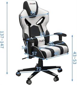 img 1 attached to Ultimate Comfort and Support: Gaming Chair Computer Chair Ergonomic Office Chair High Back Racing Gaming Chair Synthetic Leather Computer Chair, Adjustable Armrest, with Lumbar Support Lying Chair (White)