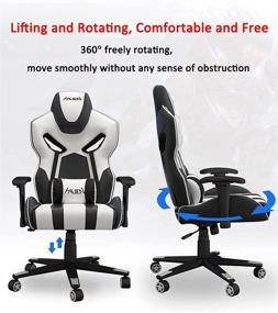 img 2 attached to Ultimate Comfort and Support: Gaming Chair Computer Chair Ergonomic Office Chair High Back Racing Gaming Chair Synthetic Leather Computer Chair, Adjustable Armrest, with Lumbar Support Lying Chair (White)