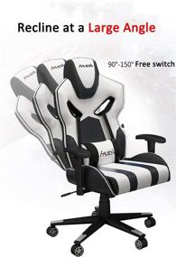 img 3 attached to Ultimate Comfort and Support: Gaming Chair Computer Chair Ergonomic Office Chair High Back Racing Gaming Chair Synthetic Leather Computer Chair, Adjustable Armrest, with Lumbar Support Lying Chair (White)