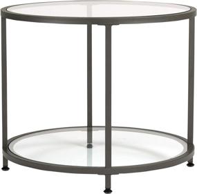 img 4 attached to 🏺 Contemporary Studio Designs Home Camber Round Side Table: Pewter Frame and Clear Glass Accentuating Modern Décor, 71004