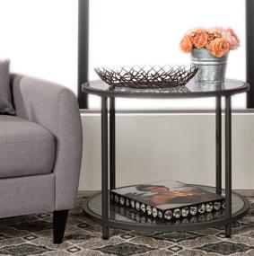 img 3 attached to 🏺 Contemporary Studio Designs Home Camber Round Side Table: Pewter Frame and Clear Glass Accentuating Modern Décor, 71004