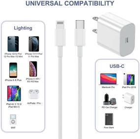 img 2 attached to 🔌 Apple Usbc 20w PD Power Adapter Fast Charging Block for iPhone, USB-C Wall Plug Box + Apple MFI Certified Lightning Quick Charger iPhone Cords 6ft for Apple iPhone 12 11 Pro Max Mini XS/XR/X iPad