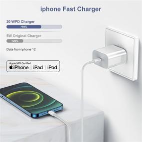 img 3 attached to 🔌 Apple Usbc 20w PD Power Adapter Fast Charging Block for iPhone, USB-C Wall Plug Box + Apple MFI Certified Lightning Quick Charger iPhone Cords 6ft for Apple iPhone 12 11 Pro Max Mini XS/XR/X iPad